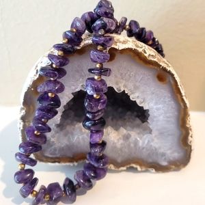 Large amethyst chip necklace